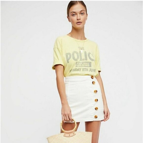 Free People Little Daisies Mini Skirt - Ivory - 10 - New Without Tags - Picture 2 of 7